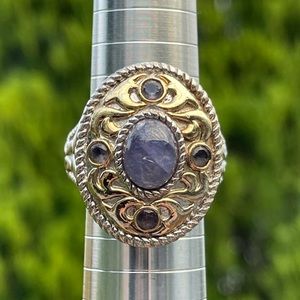 Michelle Albala Two Tone Tanzanite Ornate Ring Size 8.5